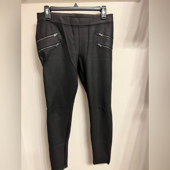 Express Women's Black Faux Leather Mid Rise Leggings Size M - Picture 2 of 5